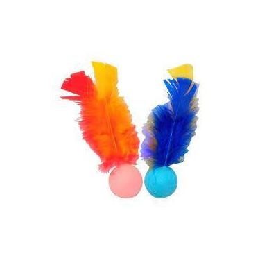 Imagem de BOLINHA COM PENA E GUIZO PARA GATOS 4cm - PET TOYS