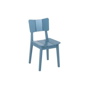 Imagem de Cadeira de Jantar de Madeira Uma Oppa Design - Azul Claro 