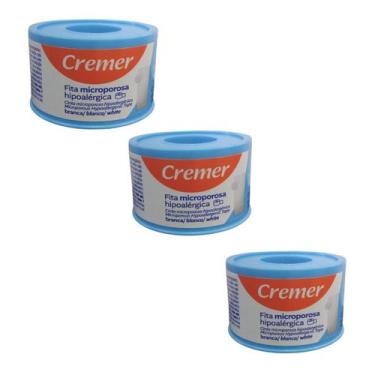 Imagem de Fita Micropore Cremer Branco 2,5cm x 10m  Kit com 3 Unidades