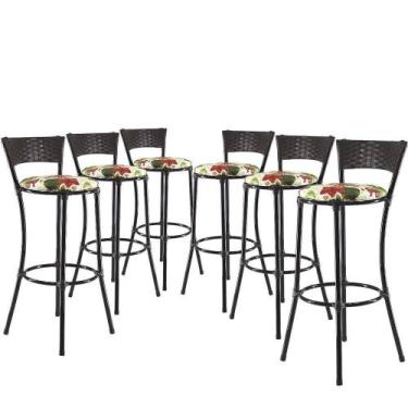 Imagem de Jogo Com 6 Banquetas Altas Forts Fibra Uv Bancada, área Goumert, Bar, 