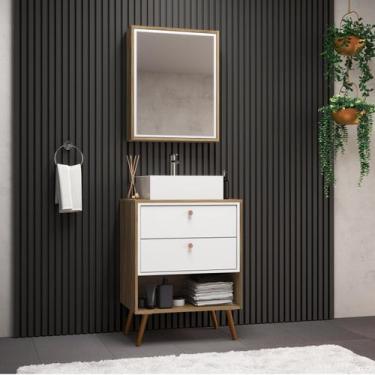 Imagem de Gabinete com Pés para Banheiro 60cm com Cuba e Armário Gael - Móveis B