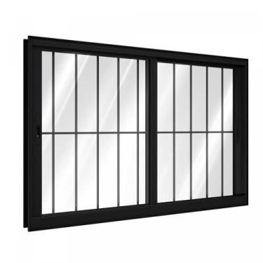 Imagem de Janela de Alumínio de Correr 100x120cm 2 Folhas com Grade Lucasa Alumí