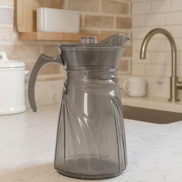 Imagem de Jarra vidro doux fume com tampa acrilico 1,500ml agua suco - WELLMIX