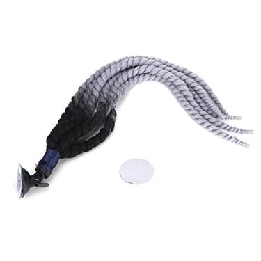 Imagem de CAPACETE DE MOTOCICLETA TRANÇAS PERUCA RABO DE CAVALO DESTACÁVEL COM VENTOSA PARA MULHER CABEÇA DE MOTOCICLETA ELEGANTE (Cinza)