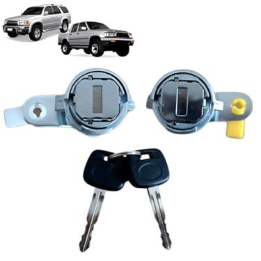 Imagem de Par Cilindro Miolo Fechadura Tranca Trava Com 2 Chaves Portas Hilux 1998 1999 2000 2001 2002 2003 2004