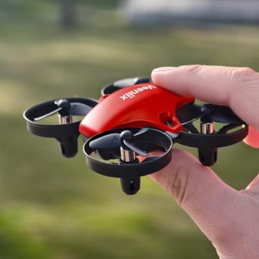 Imagem de Veeniix V995 Mini drone vermelho para crianças e iniciantes, avião quadricóptero RC interno com giros 3D, rotação de 360°, roda circular, flutuar automaticamente, modo sem cabeça, 21 minutos 3