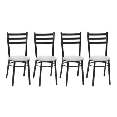 Imagem de Kit 4 Cadeiras CP81 Pintadas Pretas Treparoni, Preto com Branco