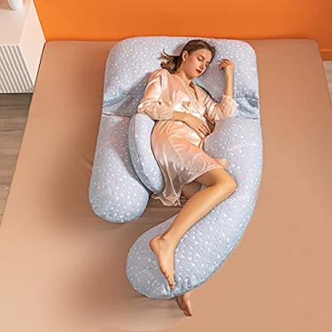 Imagem de Travesseiro de gravidez em forma de U, macio e fofo, travesseiro de maternidade de corpo inteiro, o melhor presente para mães grávidas dormindo