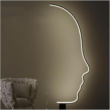 Imagem de Lâmpada De Assoalho Em Forma De Rosto Criativo, Lâmpada De Leitura Contínua, Para Sala De Estar, Lobby Do Hotel, Infinitamente Regulável, Neutral Light, 142 * 22cm