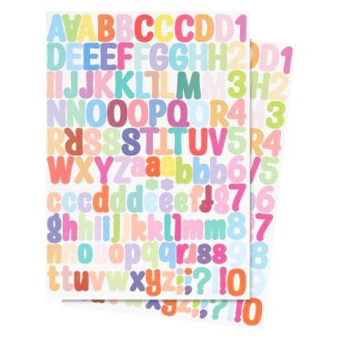 Imagem de PATIKIL Adesivos de letras de 2,5 cm, 12 folhas autoadesivos do alfabeto adesivos de letras de PVC para decoração de tampa de porta de janela de caixa de correio, colorido