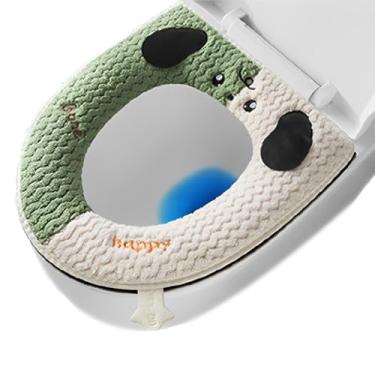 Imagem de Capa de assento de vaso sanitário quente, almofada de assento de vaso sanitário com elevador, capa de assento de vaso sanitário grossa para outono e inverno, capas de assento de vaso sanitário