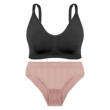 Imagem de Conjunto de Lingerie Lupo Plus Size, Preto, Nude, XG