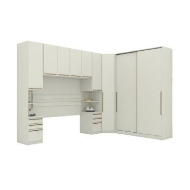 Imagem de Quarto Modulado Casal 9 Portas 6 Gavetas Canto Oblíquo Areia - Henn