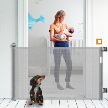 Imagem de Portão retrátil para bebês KYXAIN 86 cm A x 140 cm W Mesh Safety