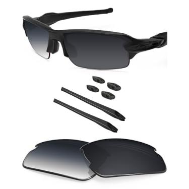 Imagem de BLAZERBUCK Lentes de reposição e kit de meias para óculos de sol Oakley Flak 2.0 OO9295, Cinza dégradé cinza, Fit Flak 2.0 OO9295 59mm