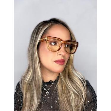 Imagem de Óculos modernos de bloqueio de luz azul médio com antirreflexo para mulheres com computador, Champanhe