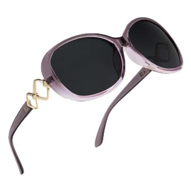 Imagem de Óculos de sol femininos polarizados grandes para mulheres, óculos de sol polarizados Jackie O para dirigir na praia e golfe, Roxo dégradé / cinza, Oversized