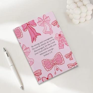 Imagem de Caderno com laço rosa, caderno A5 para anotações de escritório, agenda de 21 x 14,7 cm, agenda de viagem, 18