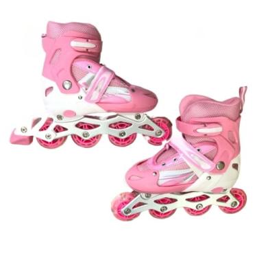 Imagem de Patins Roller Inline Ajustável Com Luz De Led(ROSE,33-37)