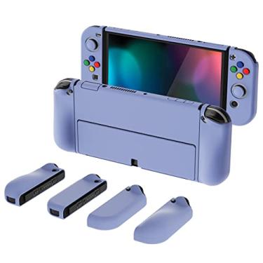 Imagem de PlayVital AlterGrips Capa protetora fina para Nintendo Switch OLED, capa ergonômica para Joycon, capa rígida encaixável para Switch OLED com tampas de aperto de polegar e tampas de botão - Violeta