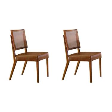 Imagem de Conjunto Com 2 Cadeiras Aila Mobillare Star Caramelo Imbuia