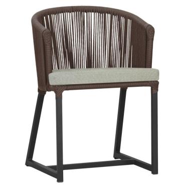 Imagem de Cadeira De Jantar Noronha Alumínio Preta E3 Trama Original Marrom