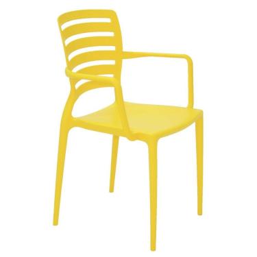 Imagem de Cadeira Tramontina Sofia Amarela Com Braços Encosto Vazado Horizontal Em Polipropileno Tramontina