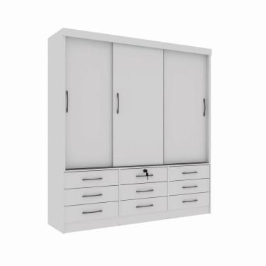 Imagem de Guarda Roupa 3 Portas 9 Gavetas Chicago Tcil Móveis branco