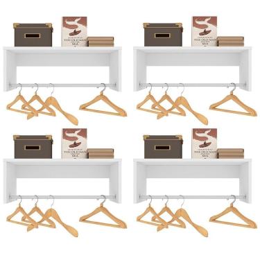 Imagem de Kit 4 Nichos Cabideiros Suspensos Berlim Branco - Lumil Móveis