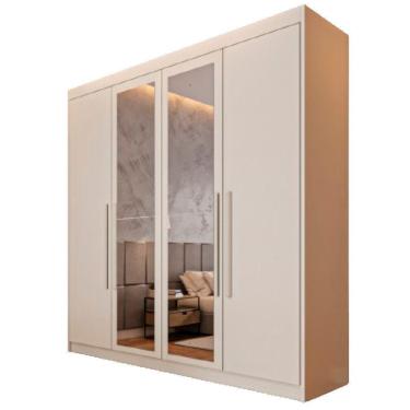 Imagem de Guarda Roupa 4 Portas Aurora Com Espelho Móveis Europa Off White