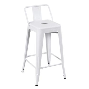 Imagem de Banqueta Média Iron Tolix Com Encosto 66cm Branco Branco