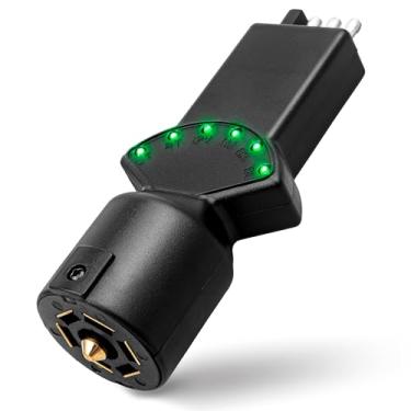Imagem de Oyviny Testador de circuito de luz de reboque de 7 vias e 4 pinos com indicadores LED Testador de luz de 6 funções para testador de soquete de reboque de caminhão RV
