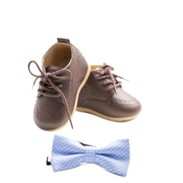 Imagem de Mocassins para bebês meninos meninas clássico casamento Brogue Oxford sapatos sociais primeiros passos caminhada sapato de berço preguiçoso, A03/marrom, 18-24 Months Toddler