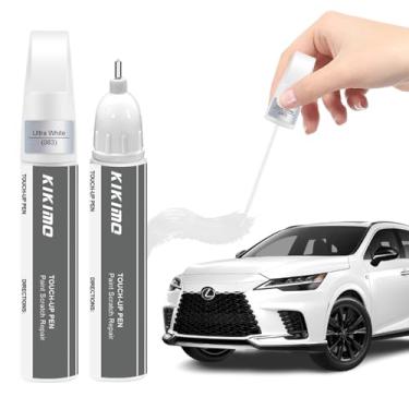 Imagem de KIKIMO Para Lexus Touch Up Paint (Ultra White(083)), Kit de reparo de pintura de carro para Lexus, reparo de arranhões 2 em 1 com ponta de caneta e pincel, colorido para fixação rápida e fácil
