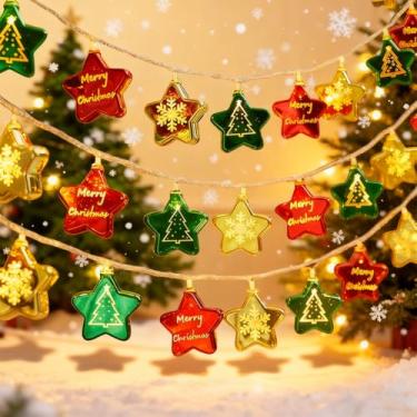 Imagem de Luzes de corda de estrela para quarto interno, 20 m, luzes de Natal cintilantes de LED USB para festa em casa, árvore de Natal, decoração romântica, branco quente - E