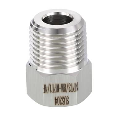 Imagem de Rebower 1 pacote de adaptador macho para FeMale de aço inoxidável 304, NPT macho de 3/20.3 cm x 1/10.2 cm FeMale NPT redutor de bucha hexagonal para industrial, fluido, jardinagem doméstica