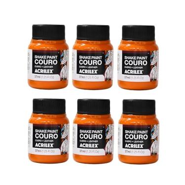 Imagem de Kit 6 Tintas Para Couro Acrilex Shake Paint 37ml Cor 105 Laranja – Alta Aderência, Cobertura Uniforme, Durabilidade e Acabamento Profissional