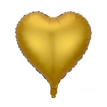 Imagem de BALAO CROMADO CORACAO C/CANUDO DOURADO 5" C/ 6 UNIDADES