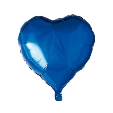 Imagem de BALAO METALIZADO CORACAO C/CANUDO AZUL 18 "