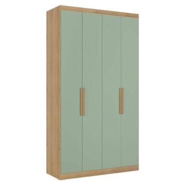 Imagem de Guarda Roupa Solteiro Milan 4 Portas Capuccino Menta Acetinado - Thb