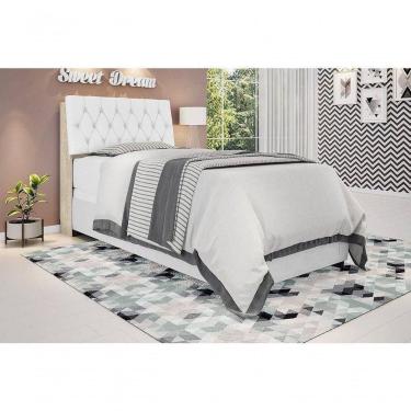 Imagem de Cabeceira Box Solteiro 0,88 Isis Amarula Com Capitonê Branco - Framar Móveis