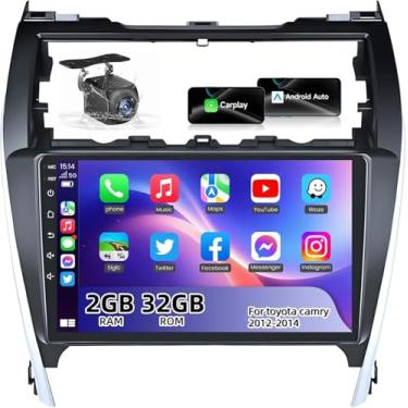 Imagem de Rádio estéreo de carro para Toyota Camry 2012 2013 2014: Carplay sem fio Android Auto com suporte Bluetooth GPS 5G WiFi câmera de backup SWC FM 10,2 polegadas IPS tela sensível ao toque