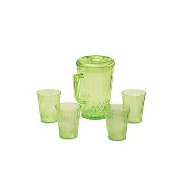 Imagem de Jarra Acrílico de 1 Litro com 4 Copos Agua Suco Bebida Verde