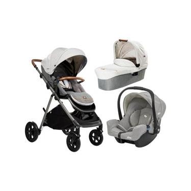 Imagem de Carrinho com Bebê Conforto e Moisés Combo Aeria Trio Cinza Oyster - Joie