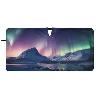 Imagem de Blueangle Protetor solar para para-brisas Aurora Boreal Winter - 149.9 cm x 76.2 cm dobrável carro janela frontal blocos de proteção solar raios UV viseira de sol (155)
