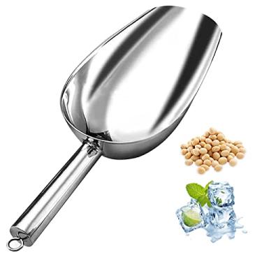 Imagem de Colher de gelo de metal, colher de gelo de cozinha para máquina de gelo, colher de gelo pequena de aço inoxidável para freezer, utensílios de cozinha, farinha de biscoito, colher de ração para cães