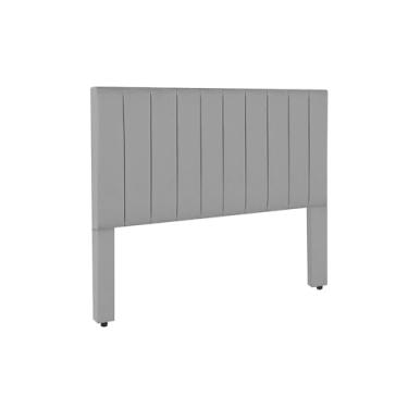 Imagem de Cabeceira de Cama box com pé Ibiza Vazada em Linho/Courino ou Suede - Decoração de quarto ideal para o Brasil(Suede Cinza,Casal 1,40)