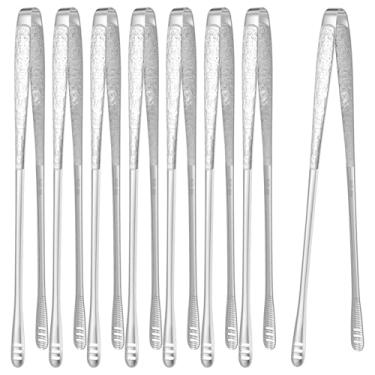 Imagem de 8 pinças de cozinha, aço inoxidável, resistência a altas temperaturas, resistência à corrosão, pinças coreanas de churrasco para cozinhar, ferramenta de grampo longo para servir alimentos, carne