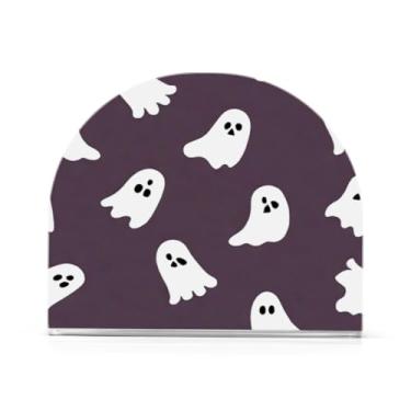 Imagem de JUZIHAI Suporte de guardanapo de Halloween Boo para mesa dispensador de guardanapo de acrílico para mesa suporte de lenços independente para cozinha sala de jantar bar festa decoração de casa
