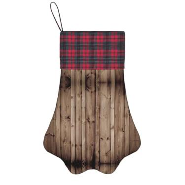 Imagem de SKKNT Meias de Natal com estampa de grão de madeira, animais de estimação, decoração de Natal, cães, gatos, árvore, presente conveniente